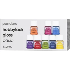 Hobbylakk gloss 8×20 ml Basic – 8 blanke basisfarger