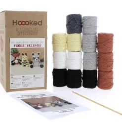 Hooked DIY-kit Forest friends, hekle 3 søte skogsvenner