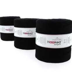 Hooked Zpagetti Medium trikotgarn 900 g svart – Black shades ZP005V–01, pris per stykk