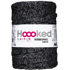 Hoooked Ribbon XL garn Lurex 250 g svart – Black Sparkle