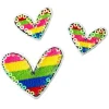 Iron-on Hjerter rainbow 3 stk