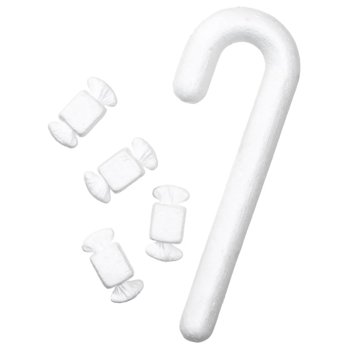 Isopor julemiks, skrog til julehobby – polkastang L 33 cm, godteri L 7,5 cm
