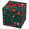 Julepapir 10-metersrull, 57 cm bred – juleblomster, bladverk og julekuler