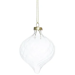 Juletrekuler, runde julekuler av glass med swirl- / virvelform, 4 stk. Ø8 cm, lengde 10 cm