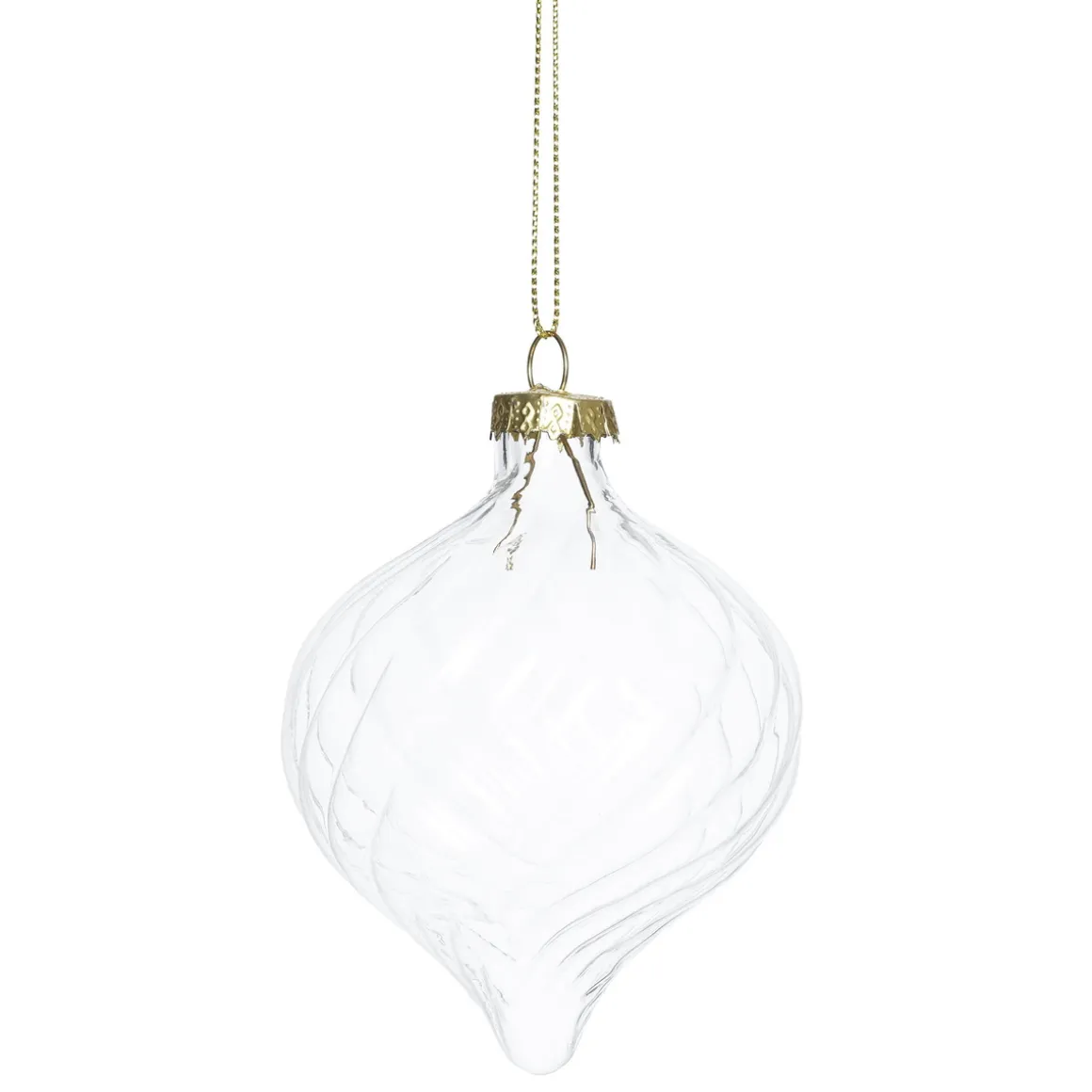 Juletrekuler, runde julekuler av glass med swirl- / virvelform, 4 stk. Ø8 cm, lengde 10 cm