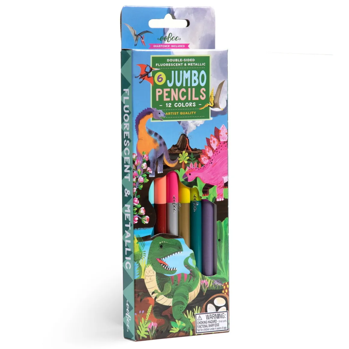 Jumbofargeblyanter Dino med dobbel spiss, 6 penner – 12 farger!