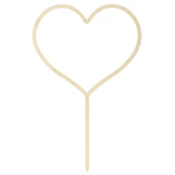 Kakepynt, cake topper, hjerte i lyst tre, total høyde 23 cm