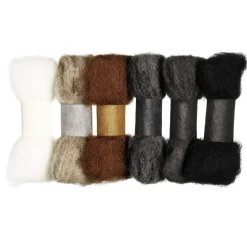 Kardet ull sett 6×2 g naturfarger
