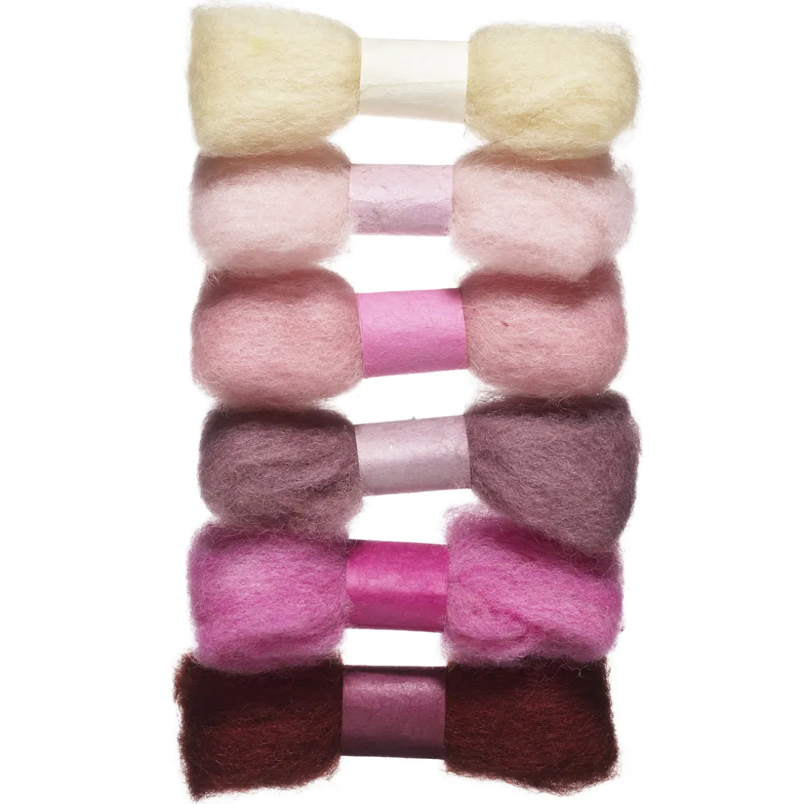 Kardet ull sett 6x2 g rosa