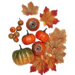 Kit med gresskar og høstløv å pynte med til Halloween og Halloween-fest