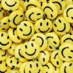 50 klargule store runde smileyperler – spre glede med smileys! Ø14 mm
