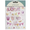 Klistremerkeblokk 16 ark Baby Pink – rosa babytema. 2×8 designer