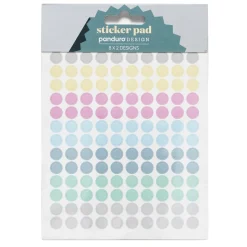 Klistremerkeblokk 16 ark Pastel Dots – en mengde pastellprikker. 8x2 designer.