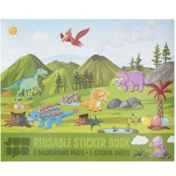 Klistremerkebok Dino World, 35x29 cm, med mer enn 100 flergangsklistremerker
