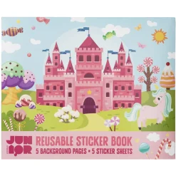 Klistremerkebok Unicorn Candyland, 35x29 cm, med mer enn 100 flergangsklistremerker