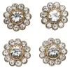 Knapper med gnistrende strass omgitt av gullfarget metall, 4 stk. Ø15 mm