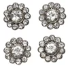 Knapper med gnistrende strass omgitt av sølvfarget metall, 4 stk. Ø15 mm