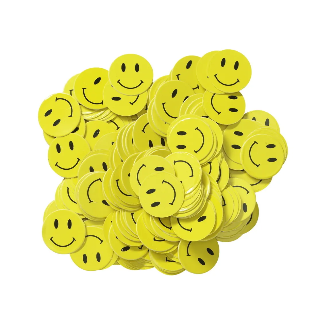 Konfetti gule smilefjes Ø15 mm, 15 gram, 250 g/m² papir