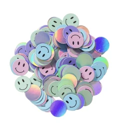 Konfetti iriserende smilefjes i fargemiks Ø15 mm, 15 gram, 250 g/m² papir
