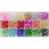 Krakelerte glassperler, crackle beads, ca. 450 stk. i 18 fine farger, Ø8 mm