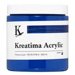 Kreatima Acrylic akrylmaling 250 ml – Primary Cyan PB 15:3 PW 6