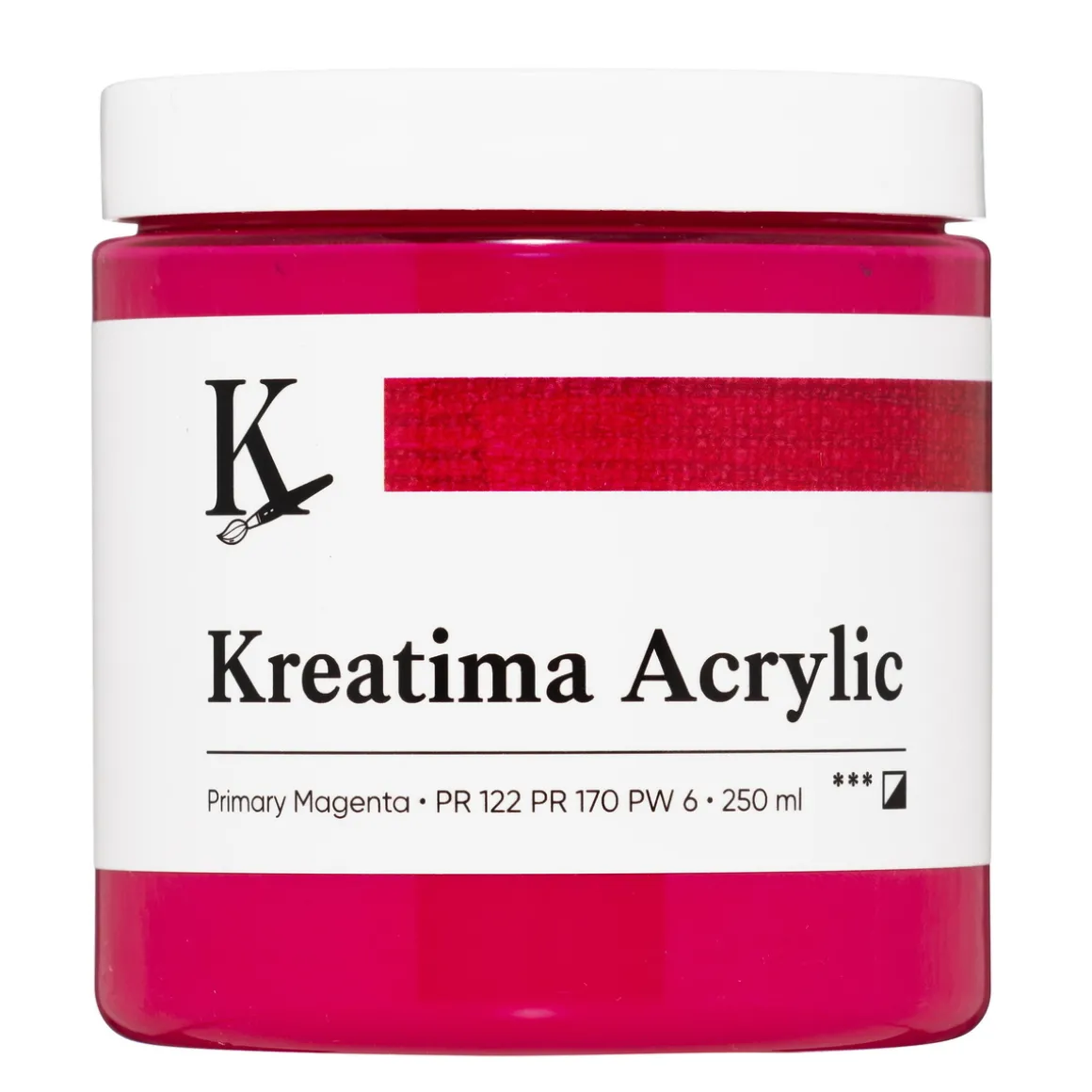 Kreatima Acrylic akrylmaling 250 ml – Primary Magenta PR 122 PR 170 PW 6