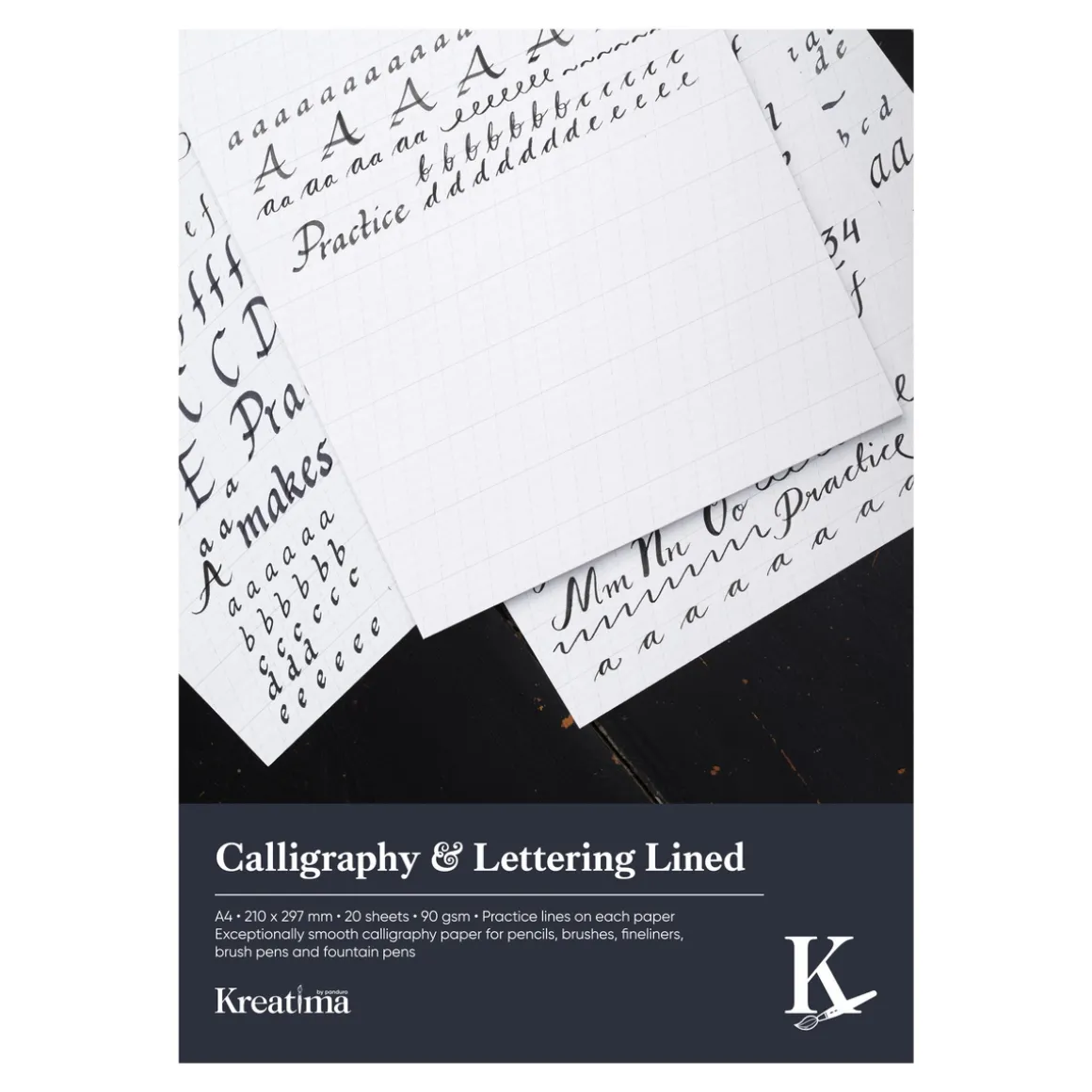 Kreatima Calligraphy & Lettering kalligrafiblokk, A4 (210×297 mm), 20 ark, 100 g/m²
