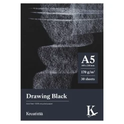Kreatima Drawing Black tegneblokk A5 (148x210 mm), 30 svarte ark, 170 g/m²