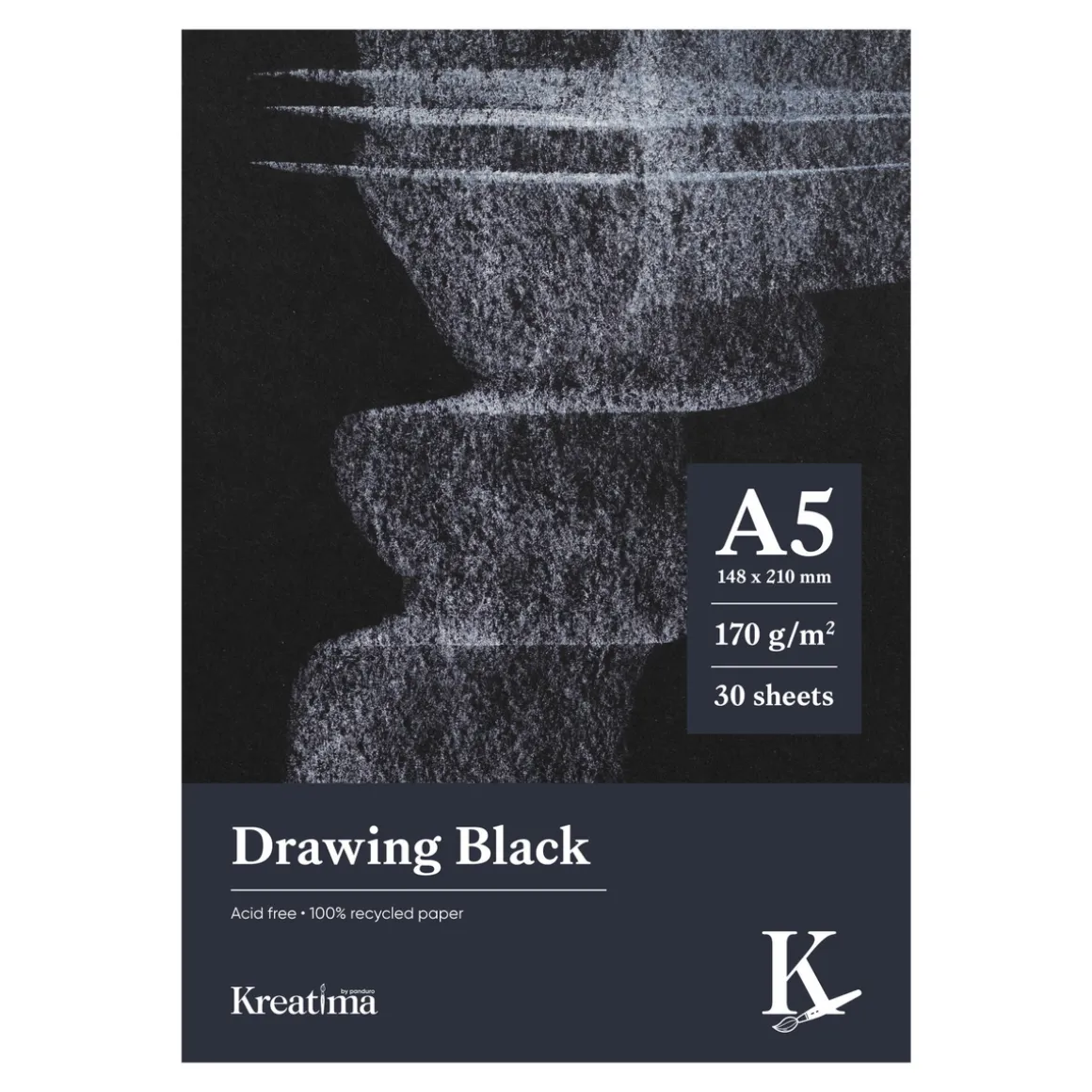 Kreatima Drawing Black tegneblokk A5 (148x210 mm), 30 svarte ark, 170 g/m²