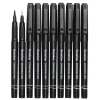 Kreatima Fineliners – 10-pakning tusjpenner i 10 størrelser 0,1–0,8, 1,0 mm + penselspiss