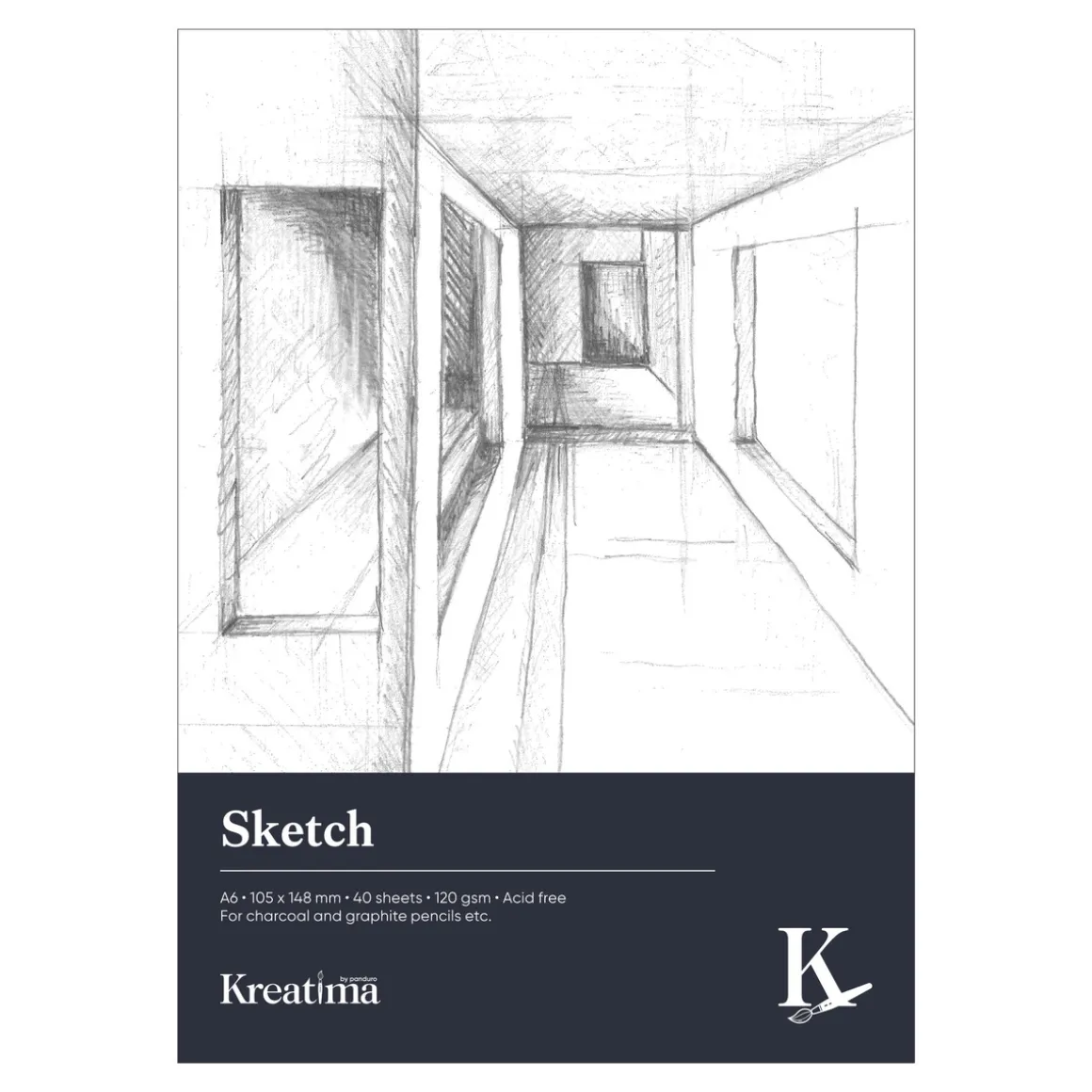 Kreatima Sketch skisseblokk A6 – 105×148 mm, 40 ark, 120 g/m²
