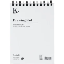 Kreatima Studio Drawing spiralbundet tegneblokk F1 (160x220 mm), 50 ark, 150 g/m²