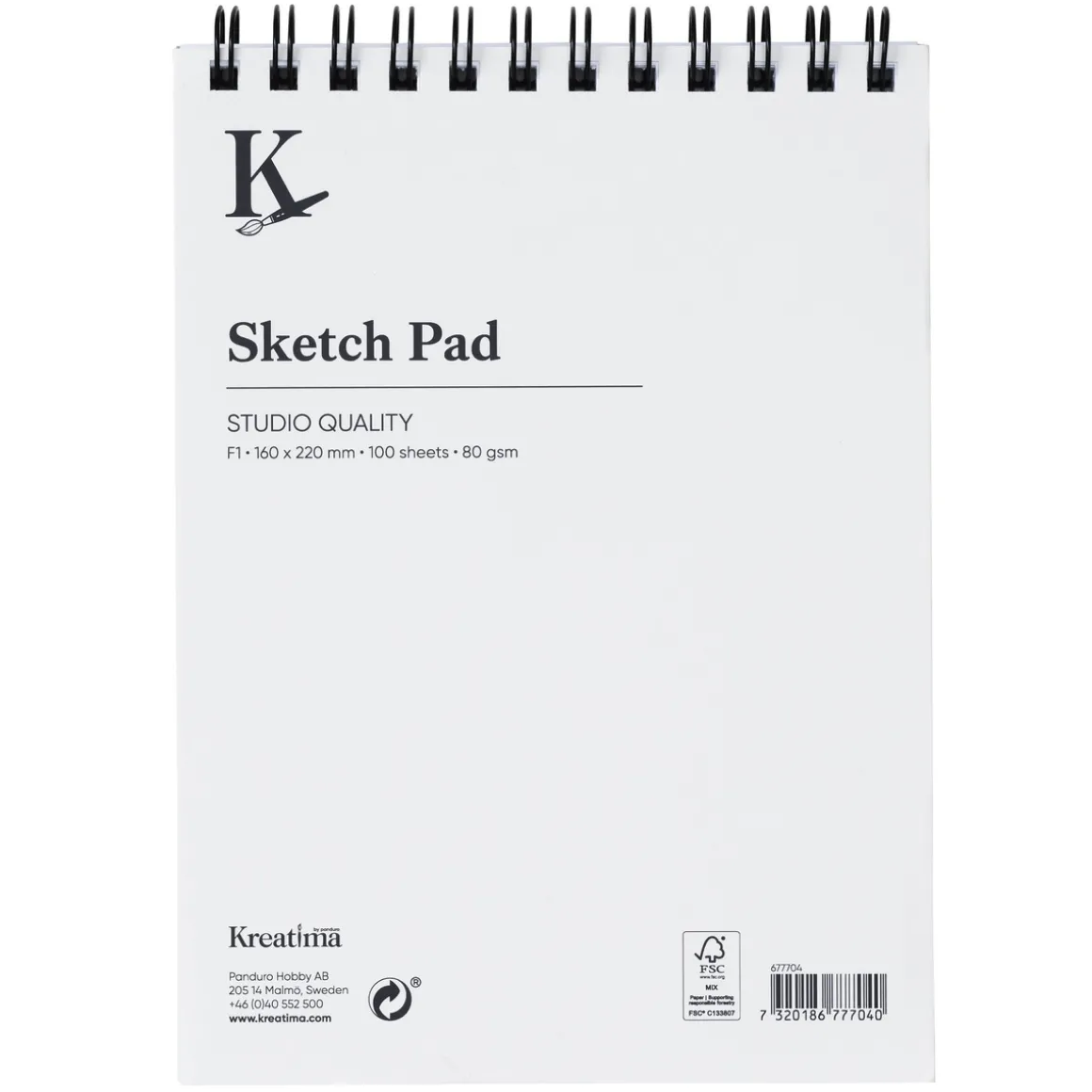 Kreatima Studio Sketch spiralbundet skisseblokk F0 (100x150 mm), 100 ark, 80 g/m²