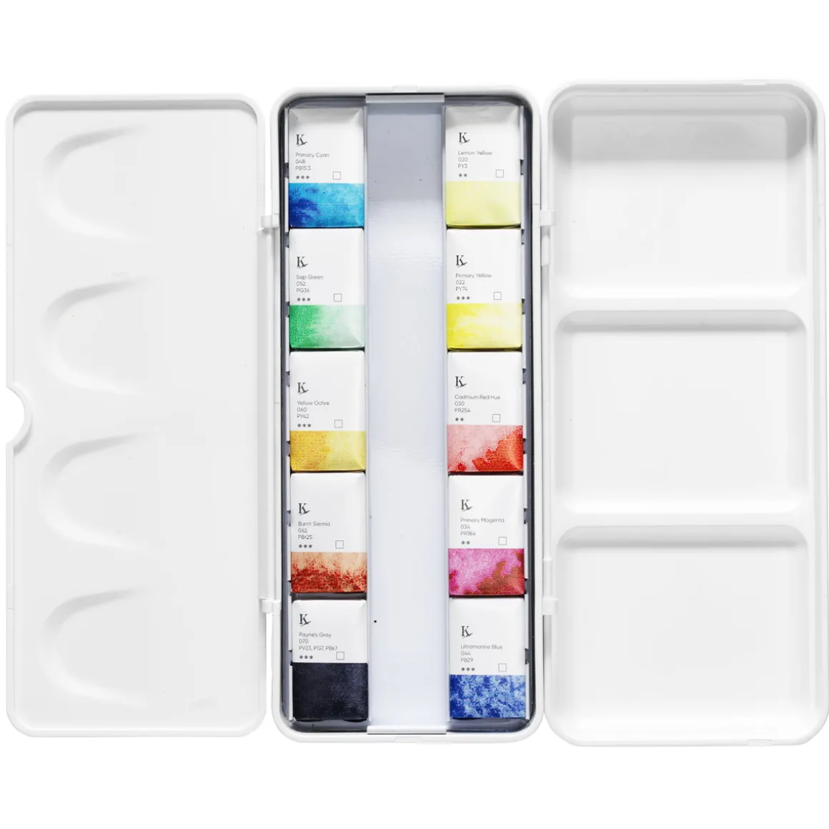 Kreatima Watercolour akvarellsett i etui med 10 helkopper akvarellmaling