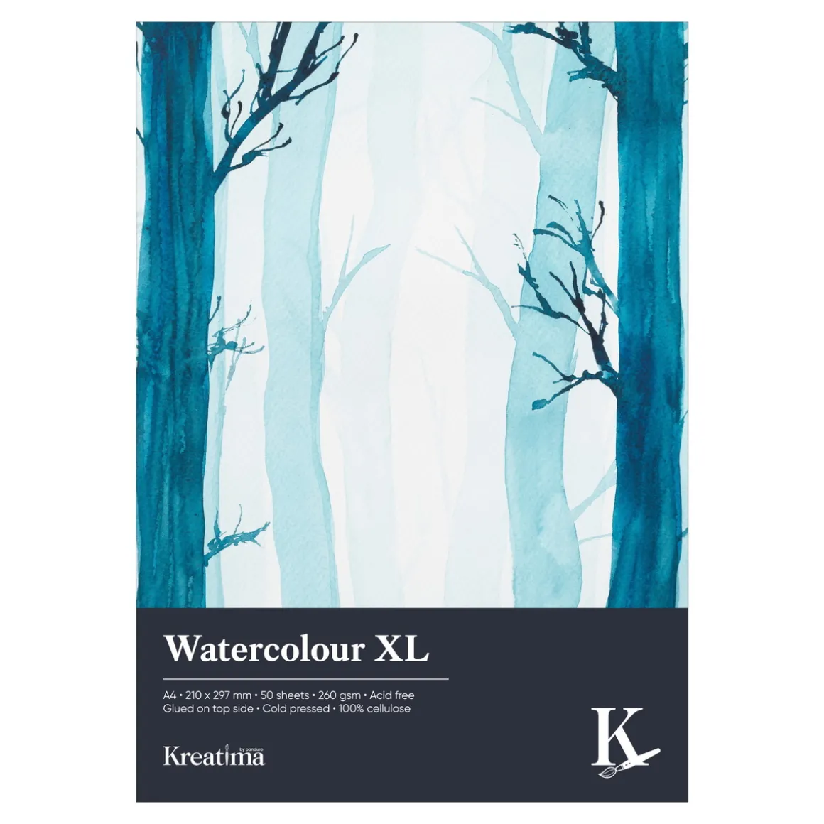 Kreatima Watercolour XL akvarellblokk, A4 (210×297 mm), 50 ark, 260 g/m²