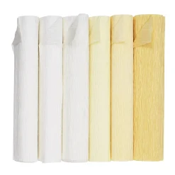 Kreppapir Ivory dreams, 6 ruller à 25×250 cm i lyse farger
