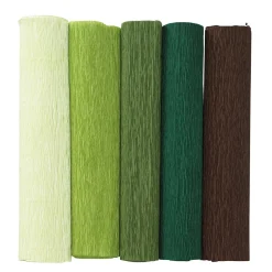 Kreppapir 5 ruller à 25×240 cm i grønt, brunt og beige