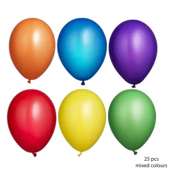 Lateksballonger 25-pakning Ø26 cm i en regnbuemiks med glade farger