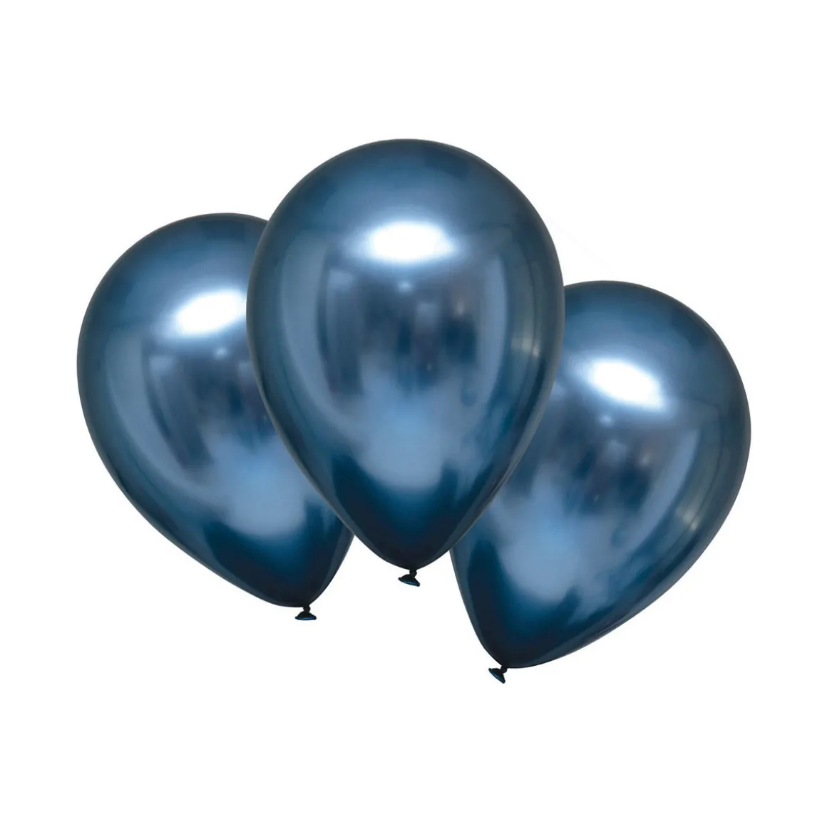 Lateksballonger 6-pakning Ø30 cm – krom- /metallicfarget blå