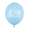 Lateksballonger 6-pakning Ø30 cm – lyseblå med teksten Happy birthday