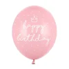 Lateksballonger 6-pakning Ø30 cm – rosa med teksten Happy birthday