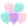 Lateksballonger 5-pakning Ø26 cm – rosa tema med teksten Happy Birthday