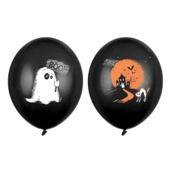 Lateksballonger, svarte ballonger til halloween med spøkelse og spøkelseshus 6-pakning, Ø30 cm