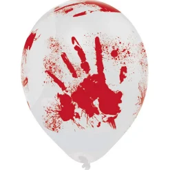 Lateksballonger til Halloween med blodige håndavtrykk 6-pakning, Ø24,5 cm