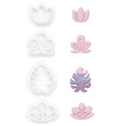 Leirestempler 4 stk. blomster og blader – 15–25 mm × 20–25 mm