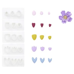 Leirestempler 5×3 ulike typer små blomsterblader for å lage blomster