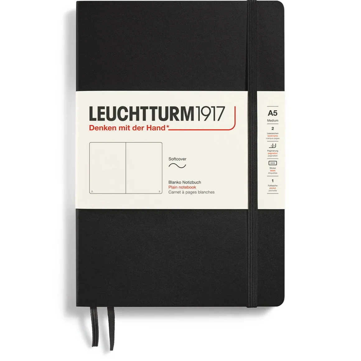 Leuchtturm1917 Plain Notebook A5 Black – Softcover