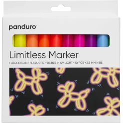 Limitless Markers Fluorescent Flavours Set 10 – akryltusjer i sterke farger som synes i UV-lys!