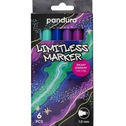 Limitless Marker S Galaxy Stardust, sett med 6 akrylpenner – tynn spiss Ø1 mm