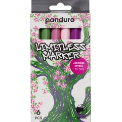 Limitless Marker S Japanese Spring, sett med 6 akrylpenner – tynn spiss Ø1 mm